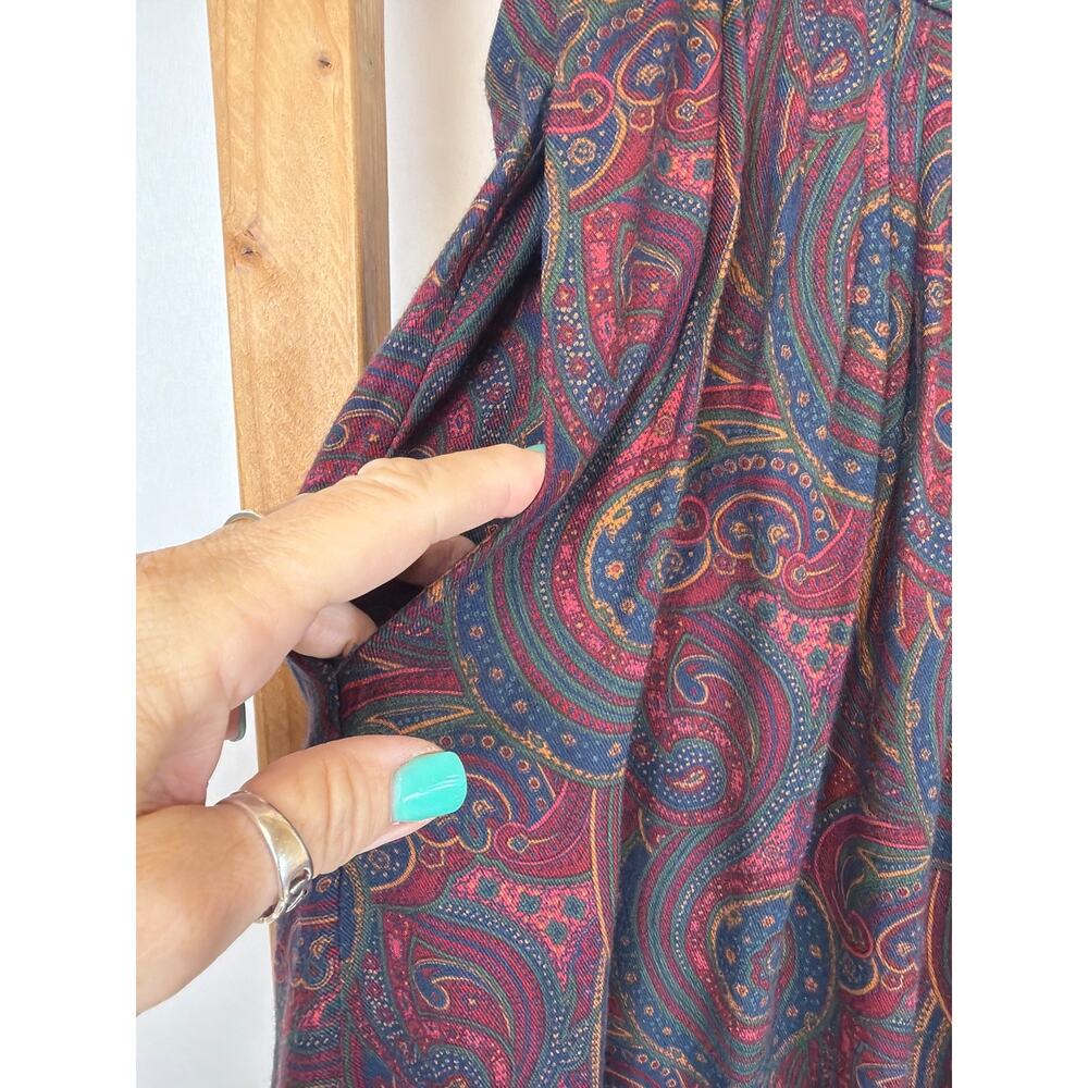 Vintage Nordstrom Town Square Red Paisley Print Side Button Skirt Size 10 KOREA - Picture 3 of 6
